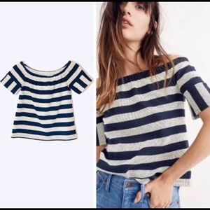Madewell blue striped off the shoulder top